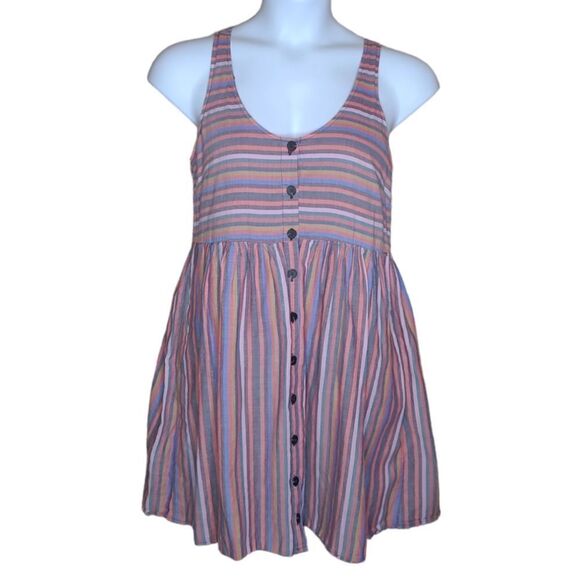 MADEWELL rainbow striped scoopneck tank dress with pockets M L3305 - Picture 3 of 10